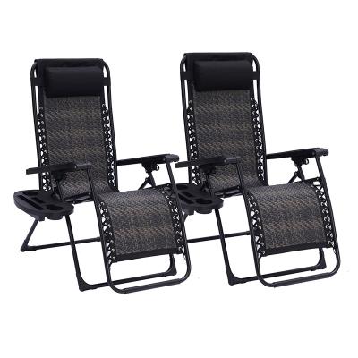 China New Modern Style Wicker + Rope Recliner Indoor & Outdoor Steel Folding Chair with 2 Positions with LOCK System for sale