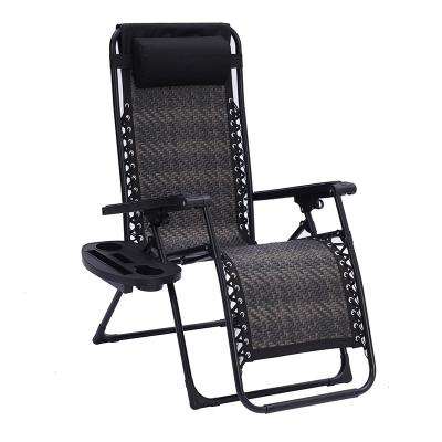 China Modern Comfortable Outdoor Weightless Garden Folding Chair Wicker + Rope Recliner With LOCK System for sale