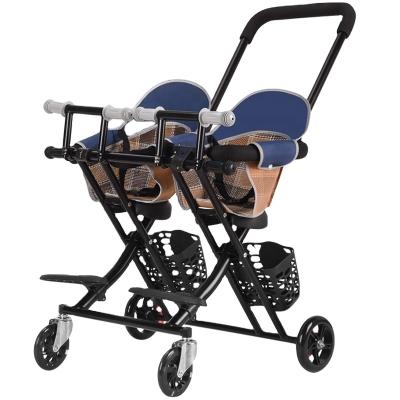 China High Quality Twin Stroller Portable Cheap Two Seater Stroller Easy Folding High Quality Twin Babies for sale