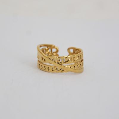 China Fashionable High Quality Rings Gift Women Simple Ring Steel Finger Ring in 14K Gold Color for sale