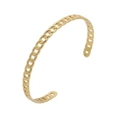 China CLASSIC Trendy 14K Gold Plated Stainless Steel Jewelry Link Chain Form Open Design Adjustable Cuff Bracelets for sale