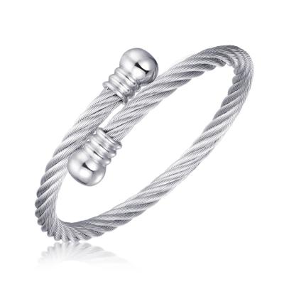 China Classic Italian cable bracelet, silver color wire bangle bracelet for women and men for sale