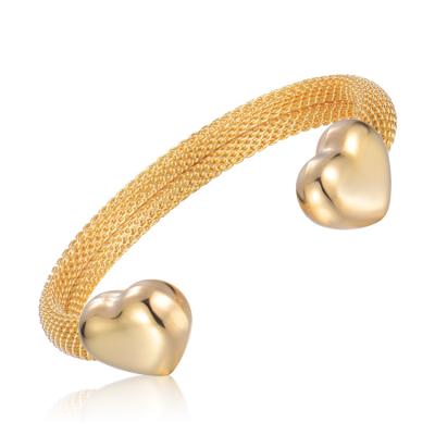 China Trendy 18k Gold Plated Women Bangle Bracelet, Design Bracelet With Heart Bead for sale