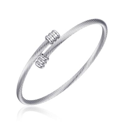 China Trendy Italy twisted bagnle, wire cuff bracelet in silver color. Unisex jewelry design for women, man, girl and kids for sale