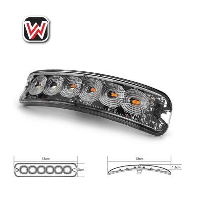 China Side/Tail/Grill Lights WETECH New Style LED 12V 24V 18W Strobe Warning Light Curved Wide Angle Truck Strobe Vehicle Lamp Emergency 6LEDS Light Bar for sale