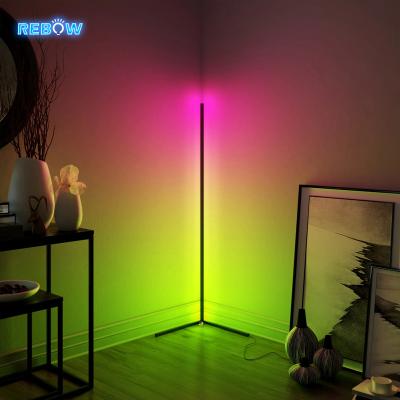 China Dimmable Modern Remote Control Floor Lamp Shade Floor Standing Lamp RGB LED Drop Shipping Corner Light for sale