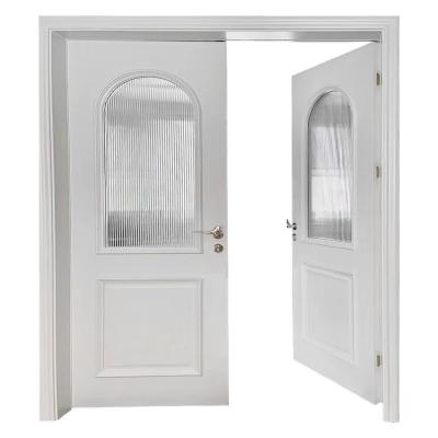 China Sound Insulation Evereco Wholesale Price French Door Warm White Glass Wooden Interior Doors For Kitchen Bathroom for sale