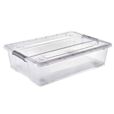 China Pinyaoo 34L viable clear plastic underbed storage box with wheels for sale