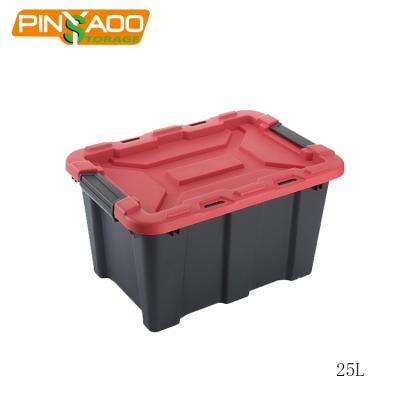 China Eco - Friendly Plastic Tool Storage Box , Black And Red With Lid Plastic Tool Boxes Storage for sale