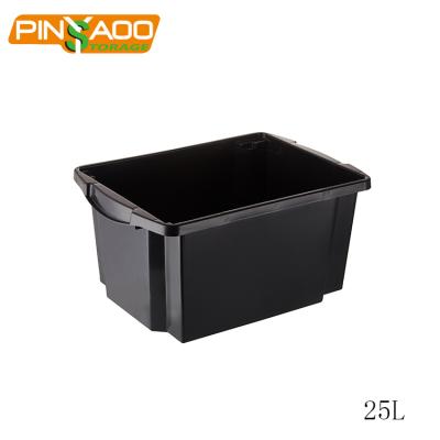 China Sustainable Low Price Black Uncovered Storage Box Under Bed , 25L Office Plastic Box Storage for sale