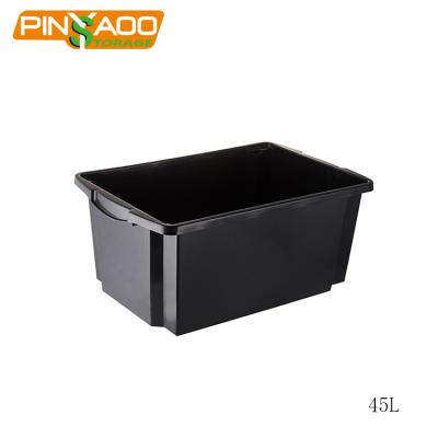 China Plastic Drawer Doll Viable Storage Boxes , 45L Black Plastic Waterproof Drawer Storage Tool Box for sale