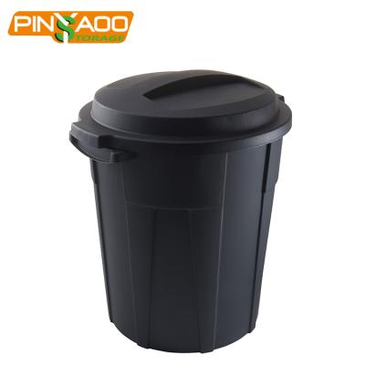 China Sustainable Professional Manufacture High Quality 60l Frosted Outdoor Round Plastic Bin With Lid for sale