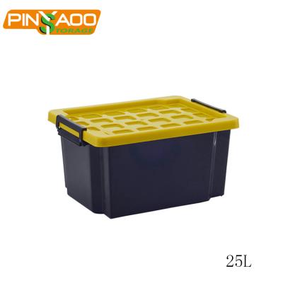 China Customized Viable Eco-Friendly New Style Classic Logo Black Plastic Storage Bins 25L for sale