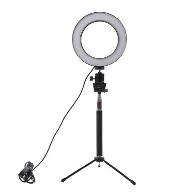 China ABS Plastic Mini Photo Studio LED Camera Ring Light Dimmable Phone Photography Lamp with Tripod Selfie Stick for sale