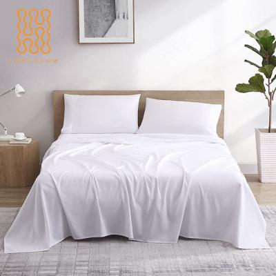 China Hotel Sustainable Quality Hot Sale 200TC 100% Cotton / Polycotton White Queen / Hotel King Size Sheet Set for sale