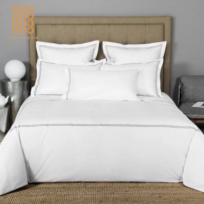 China OEM Sustainable Luxury Count 200 Thread Count Embroidered Hotel 100% Cotton 200 Thread Sheet Bed Set For Hotel for sale