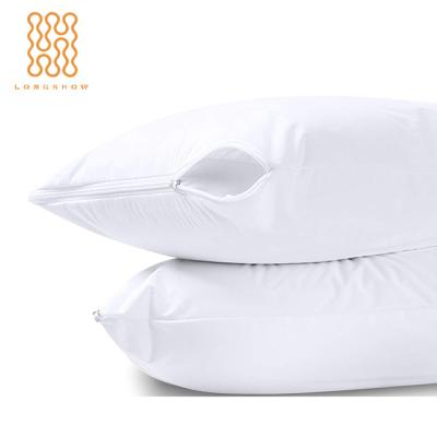 China Wholesale viable white polyester 100% waterproof pillow protector with zipper used closor hotel bedding 20x26