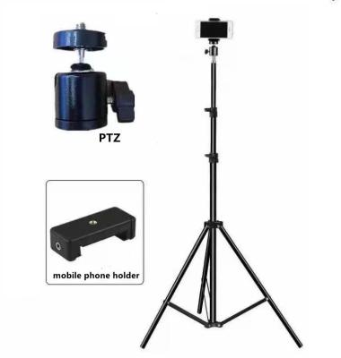 China PORTABLE 1.6m 2.1m Aluminum Alloy Mobile Phone Tripod Stand for Digital Camera Ring Light Phone for sale