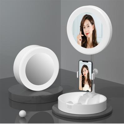 China PORTABLE Small Set G6 Portable Makeup LED Circle Desk Ring Light Fill With Mirror for sale