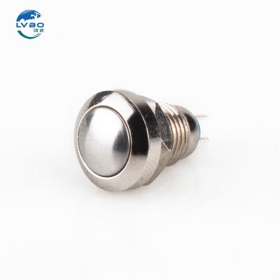 China LVBO Hot Selling Colourful Momentary Push Button Switch 2Pins Reset Waterproof 8mm Metal Push Button Switch LB8Y-Q10F/N for sale