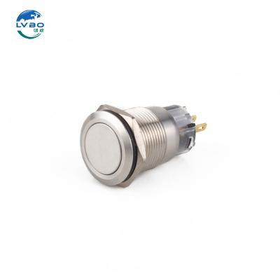 China LVBO no light push button switch 19mm  momentary latching metal push button switch LB19A-P11F/S for sale