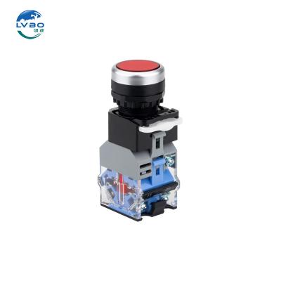 China Plastic+Metal LVBO Button switch self reset la38-11bn self locking red green start stop circular press type switch for sale