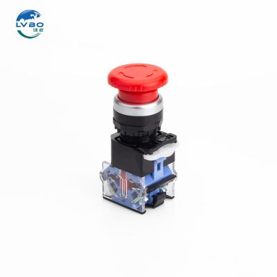 China Plastic+Metal LVBO low price mushroom head stop push button la38-11ZS mushroom emergency push button switches for sale