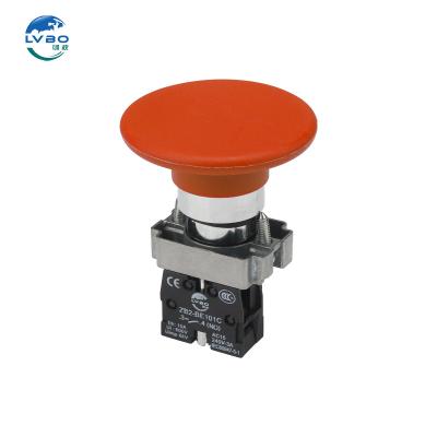 China Silver alloy LVBO red  Bowl cut head emergency stop button round XB2-BS self-locking power supply emergency stop power-off switch for sale