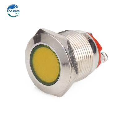 China Stainless Steel/chromium plated brass/Aluminum oxide LVBO 19mm 22mm LED red yellow blue green white 12V 24V 48V 220v Metal Indicator light waterproof Signal lamp for sale