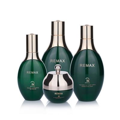 Cina 50 ml 100 ml 120 ml Bottiglie di vetro verde ovale Cosmetici Imballaggio per la cura della pelle Set per la cura della pelle in vendita