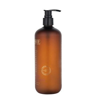 China 500ml Brown cylindrical smooth with black pump for shampoo lotion bottle for sale