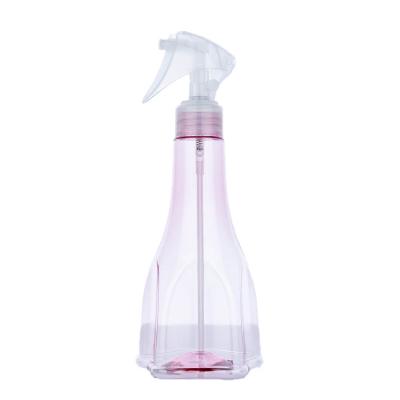 China Botella cilíndrica de plástico transparente rosa transparente de 250 ml con spray blanco para el disparo vacío en venta