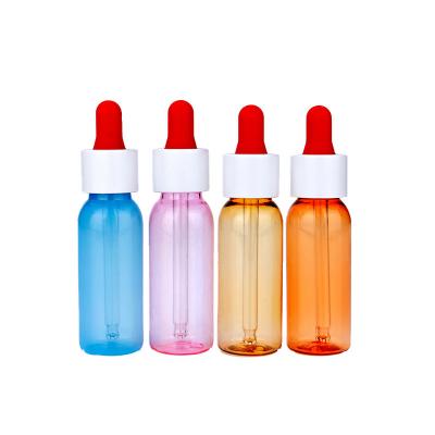 China 30ml White/Transparent Cylindrical Clear Plastic Bottle With White Drop For Empty Dropper Bottle for sale