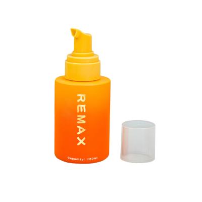 China 2024 Novo Design 150ml Gradiente Portátil Cor Laranja Botão de Dispensação de espuma PET Para Limpeza Facial à venda