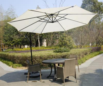 China Modern Lightweight 3m LED Garden Solar Powered Umbrella Offset Hanging Cantilever Parasol for sale