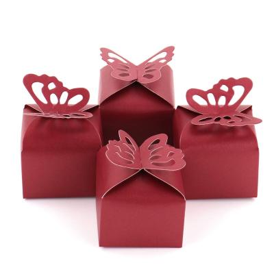 China Handmade Red Gift Box Butterfly Wedding Favors Baby Shower Chocolate Candy Favor Box Party Birthday Gift Boxes for sale