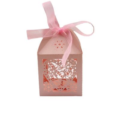 China Small Hollow Handmade Pearl Paper Square Laser Wholesale Gift Boxes Craft Birthday Favor Box For Chocolate Candy Packaging for sale