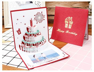 China Europe Happy Birthday Card for Daughter Kids Wife Husband 3d Birthday Cake Pop Greeting Cards Postcards Gifts with Envelope for sale