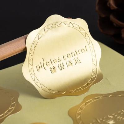 China Waterproof Customized Rough Round Sticker Gold Label Texture Embossed Special Paper Matte Printing Baking Label Sticker for sale