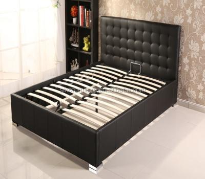 China Modern European Soft Bed Designs Lift Up King Queen Size Drawer Bed Storage Double Ottoman PU Leather Bed With for sale