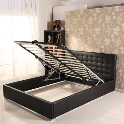 China Italian Faux Steel PU Leather Double Storage Ottoman Bedroom Furniture Bed Design With Crystals High Quality Steel Furniture for sale