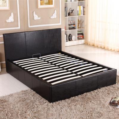 China Soft Bed Faux Leather Ottoman PU Bed Frame With Gas Lift Storage for sale