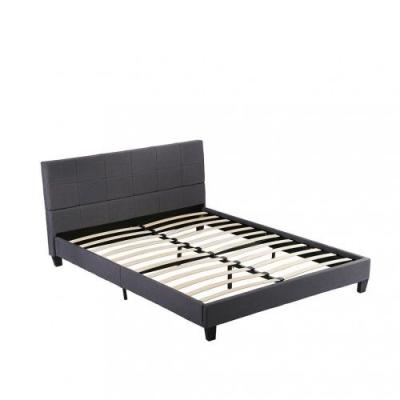 China Soft Bed China Made Cheap Gray Color Square Tufted Headboard Bed Frame for sale