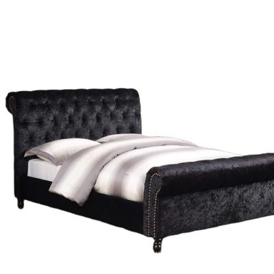 China Luxury style black tufted velvet gas lift bed with storage for bedroom furniture for sale