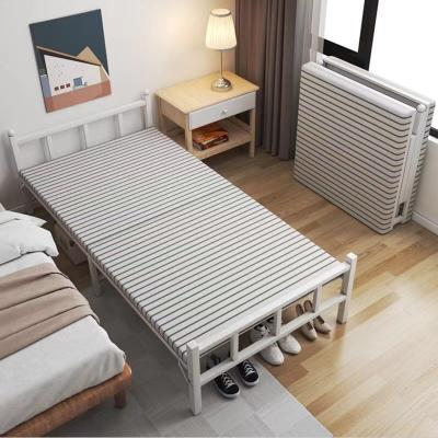 China Folding Bed Metal Folding Height Single Bed Frame Wood Panel for sale