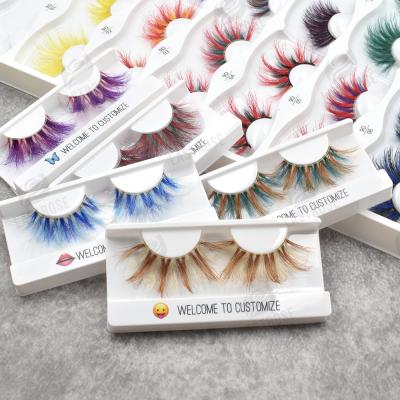 China Thick Mink Colored Eyelashes High Quality Colors 5D Mink Lashes Natrual Soft Colored 3D Mink Eyelashes for sale