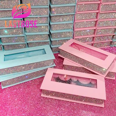 China Thick rhinestone whips box logo custom wholesale seller customized eyelash packaging rhinestone for sale