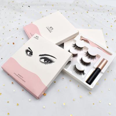 China Natural Vegan 3d Eyelash Set Custom Logo Fake Magnetic Lashes Magnetic Lashes Magnetic Wick Vendor for sale