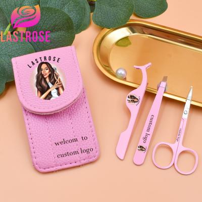 China Custom Eyelash Makeup Work Factory Price Logo Eyebrow Scissors Tweezers Set Stainless Steel Cosmetic Tool Eyelash Tweezers for sale