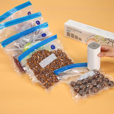 China Amazon Selling Sustainable Food Grade Vacuum Hot Seal Bags With Automatic Mini Vacuum Pump for sale